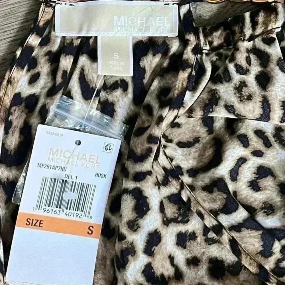 MICHAEL KORS Cheetah Flutter Sleeve Wide Leg Jumpsuit Small offices iren Mobwife - Picture 16 of 16